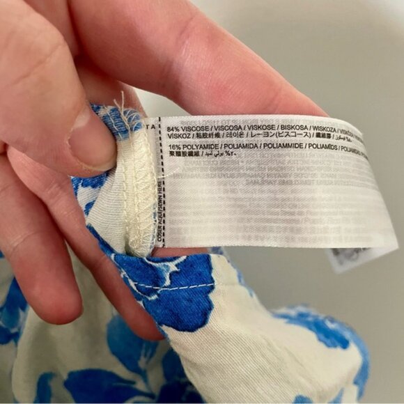 Mango Floral-Print Jumpsuit With Tie Blue and White Print Size Extra Small - Picture 13 of 14